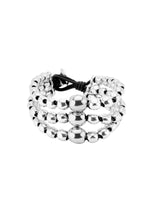 UNOde50 Three Strand Silver-Plated Beaded Leather Bracelet - Medium