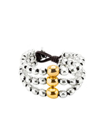 UNOde50 Ser Intrépida Three Strand Two-Toned Beaded Leather Bracelet - Large
