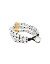UNOde50 Ser Intrépida Three Strand Two-Toned Beaded Leather Bracelet - Large