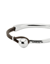 UNOde50 Ser Intrépida Silver-Plated Brown Leather Bracelet - Large
