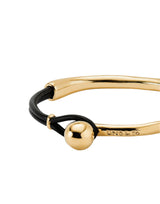 UNOde50 Gold-Plated Black Leather Bracelet - Medium
