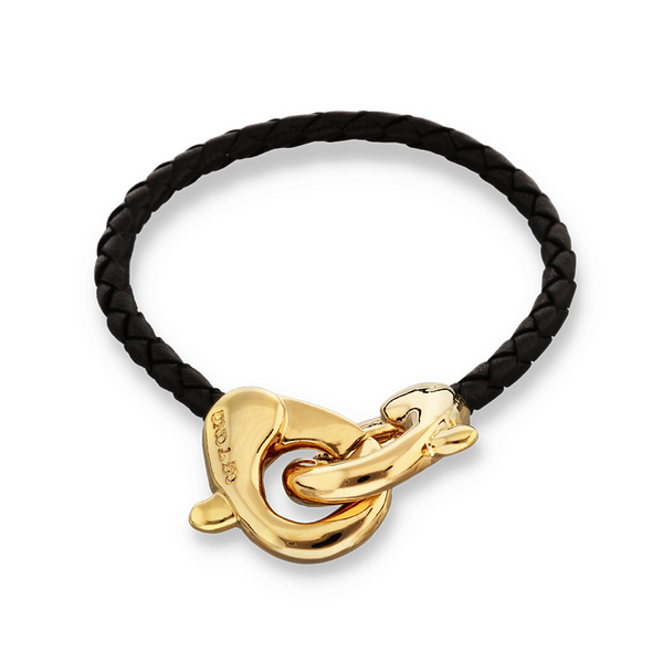 UNOde50 Ser Inseparable Black Leather Interlocked Bracelet - Large
