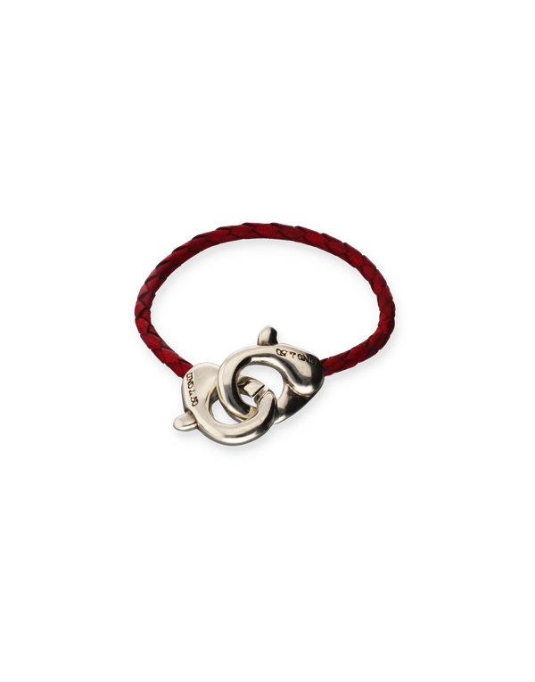 UNOde50 Ser Inseparable Red Leather Interlocked Bracelet - Medium