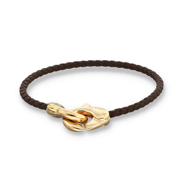 UNOde50 Ser Inseparable Brown Leather Interlock Bracelet - Medium