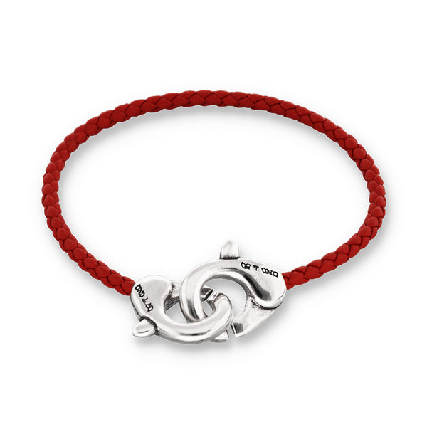 UNOde50 Ser Inseparable Red Leather Interlocked Bracelet - Medium