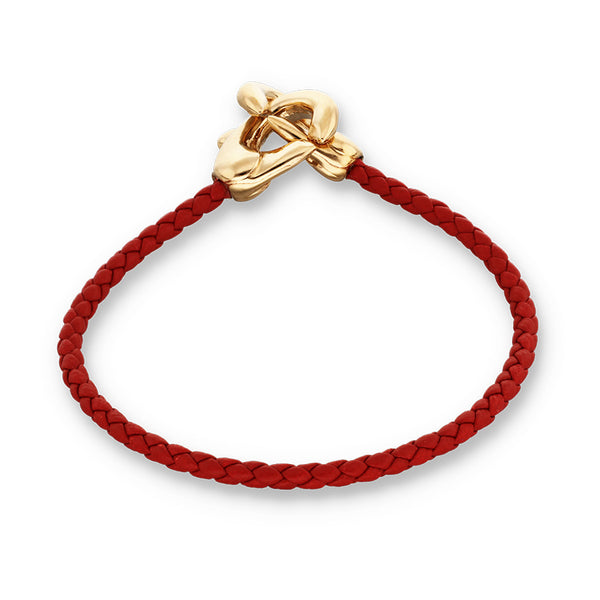 UNOde50 Ser Inseparable Red Leather Interlocked Bracelet - Medium