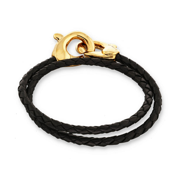 UNOde50 Ser Inseparable Black Double Leather Interlocked Bracelet