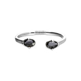 UNOde50 Ser Deslumbrante Black Crystal Silver Cuff Bracelet - Large