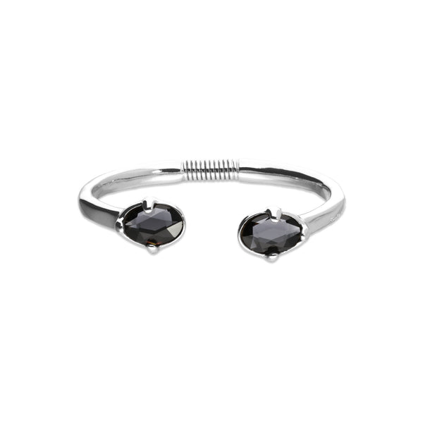 UNOde50 Ser Deslumbrante Black Crystal Silver Cuff Bracelet - Medium