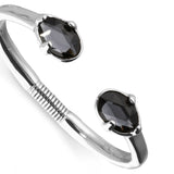 UNOde50 Ser Deslumbrante Black Crystal Silver Cuff Bracelet - Large