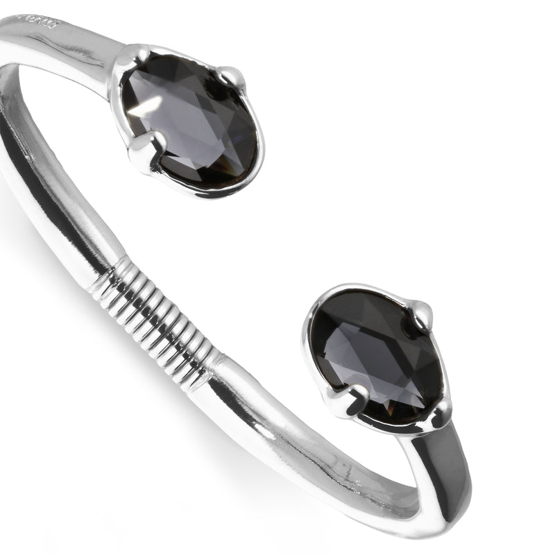 UNOde50 Ser Deslumbrante Black Crystal Silver Cuff Bracelet - Large