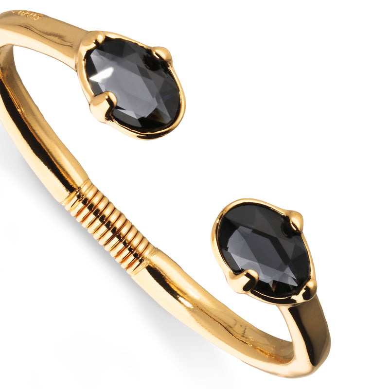 UNOde50 Ser Deslumbrante Black Crystal Gold Cuff Bracelet - Large