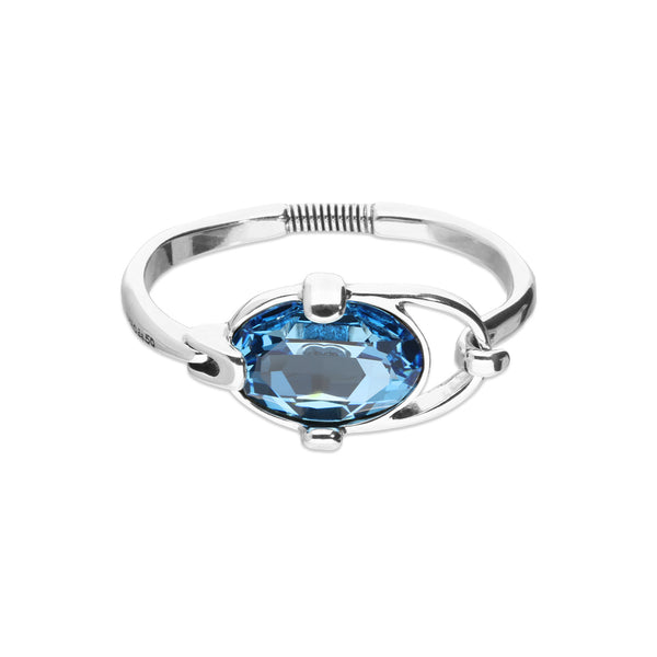 UNOde50 Ser Deslumbrante Blue Crystal Silver Buckle Bracelet - Medium