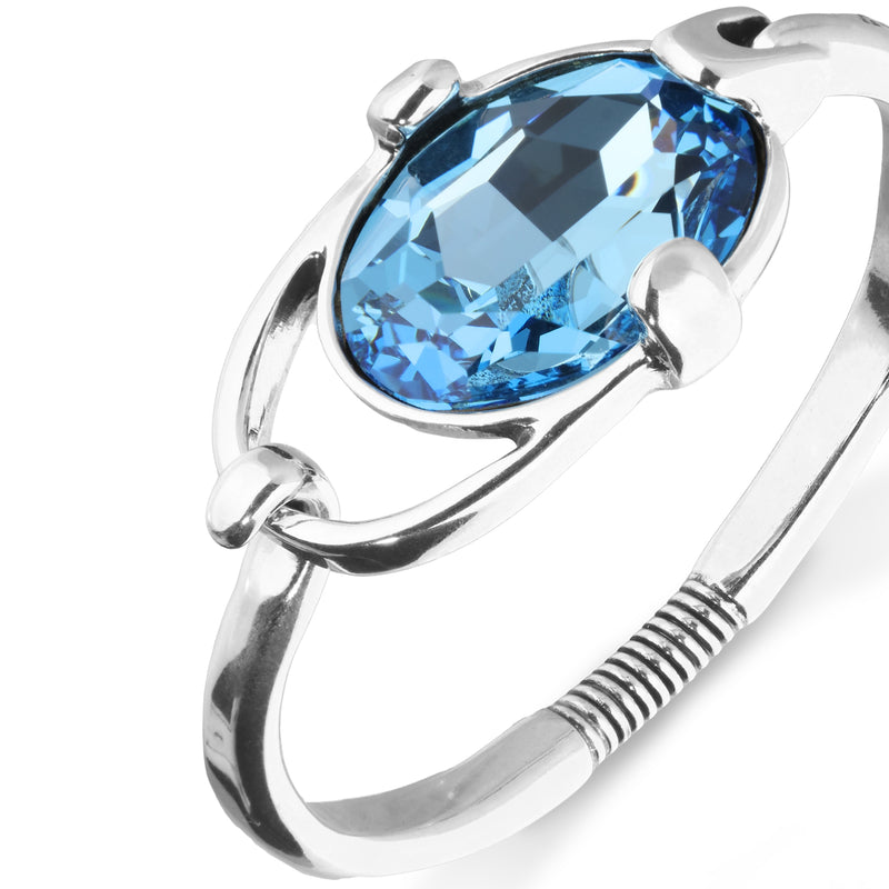UNOde50 Ser Deslumbrante Blue Crystal Silver Buckle Bracelet - Large