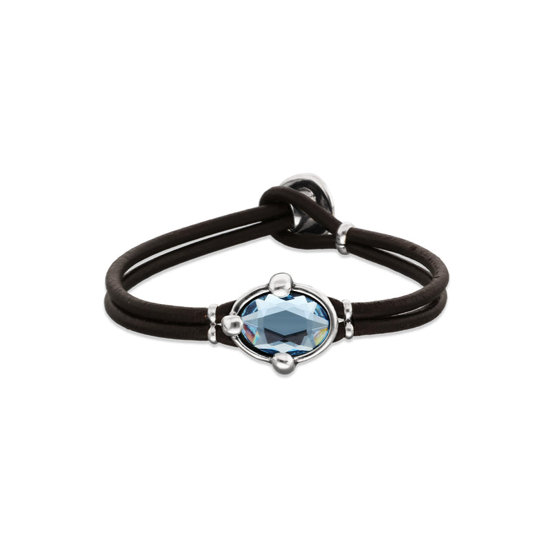 UNOde50 Ser Deslumbrante Blue Crystal Leather Bracelet - Medium