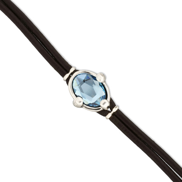 UNOde50 Ser Deslumbrante Blue Crystal Leather Bracelet - Medium