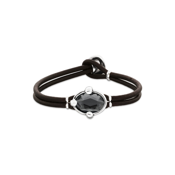 UNOde50 Ser Deslumbrante Black Crystal Leather Bracelet - Medium