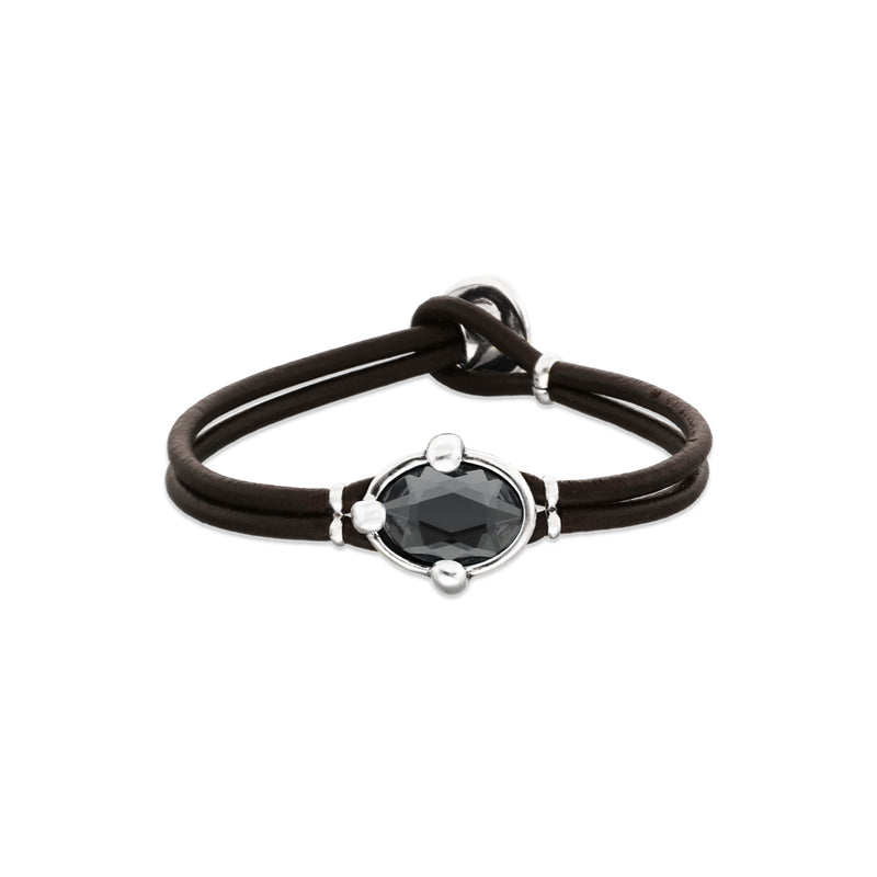 UNOde50 Ser Deslumbrante Black Crystal Leather Bracelet - Medium
