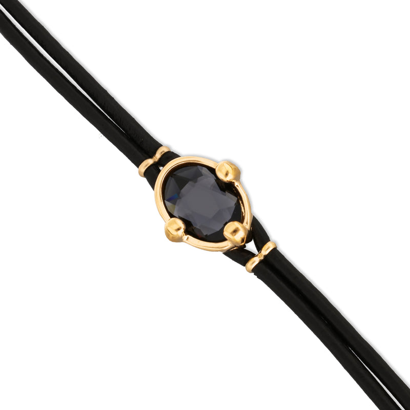 UNOde50 Ser Deslumbrante Black Crystal Leather Bracelet - Medium
