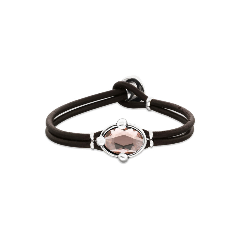 UNOde50 Ser Deslumbrante Pink Crystal Leather Bracelet - Medium
