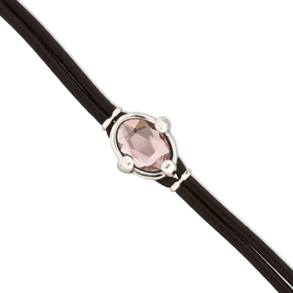 UNOde50 Ser Deslumbrante Pink Crystal Leather Bracelet - Medium