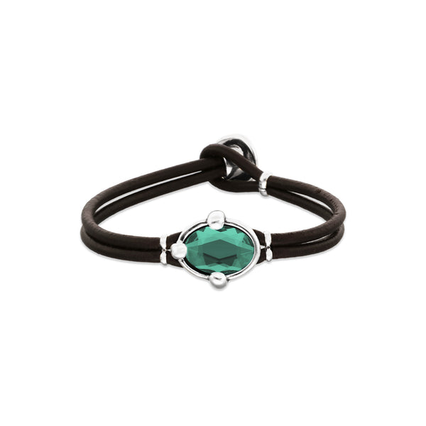 UNOde50 Ser Deslumbrante Green Crystal Leather Bracelet - Medium