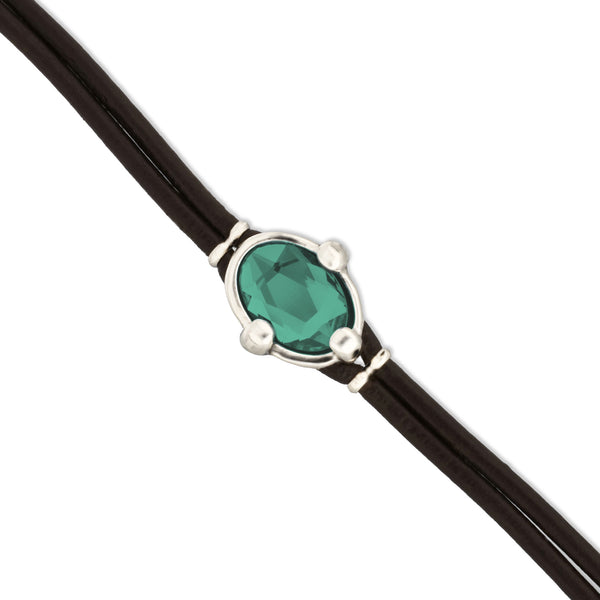 UNOde50 Ser Deslumbrante Green Crystal Leather Bracelet - Medium