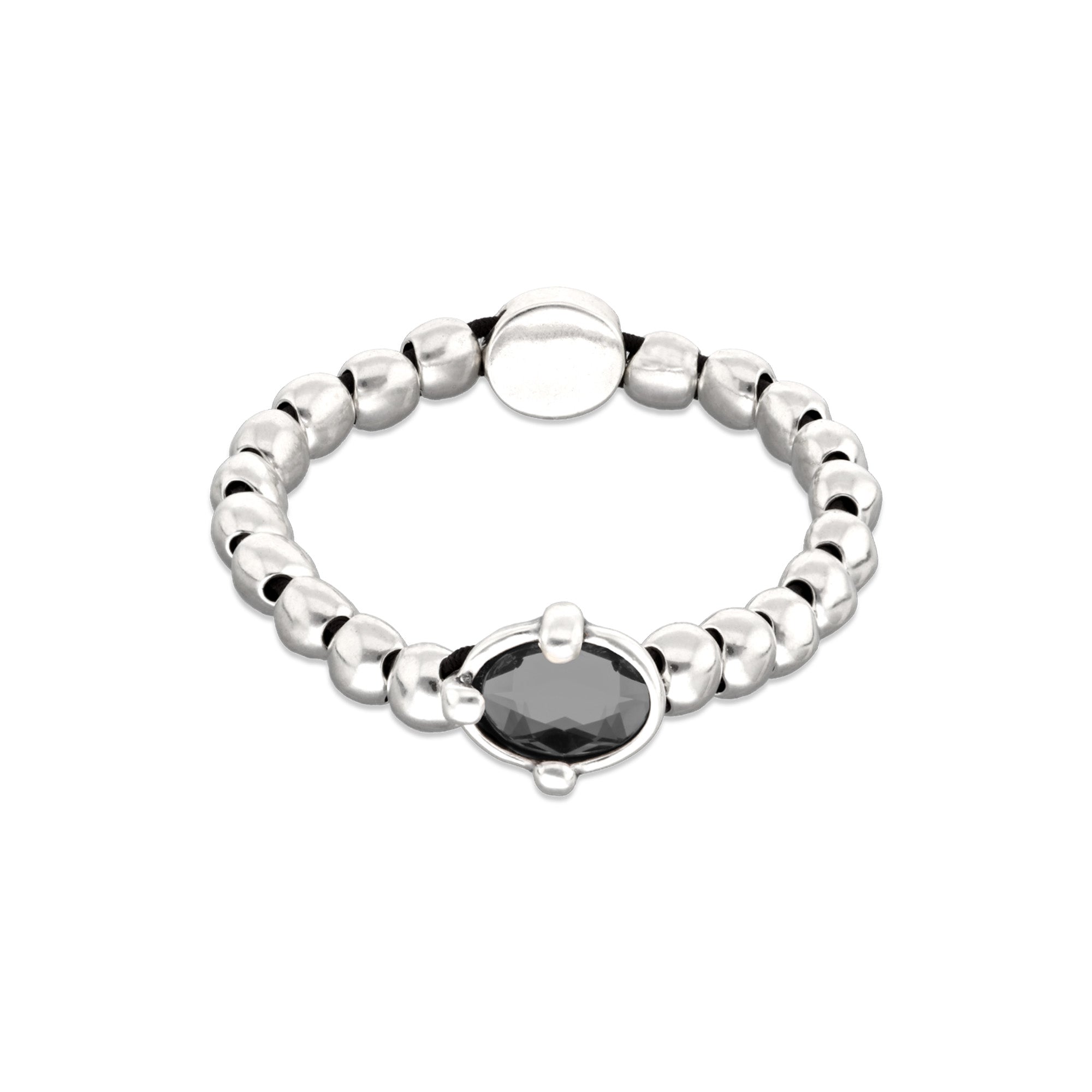 UNO de 50 Black and Silver Beaded Bracelet Amazon.com: Uno de 50 ORION Sterling Silver-Plated Leather  main image 3
