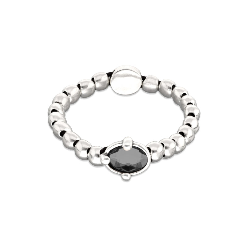 UNOde50 Ser Deslumbrante Oval Black Crystal Beaded Bracelet - Medium