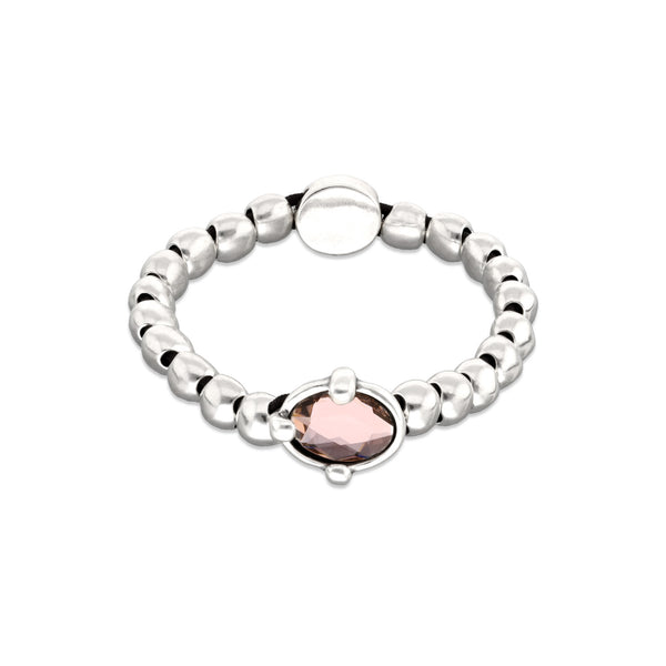 UNOde50 Ser Deslumbrante Oval Pink Crystal Beaded Bracelet - Medium
