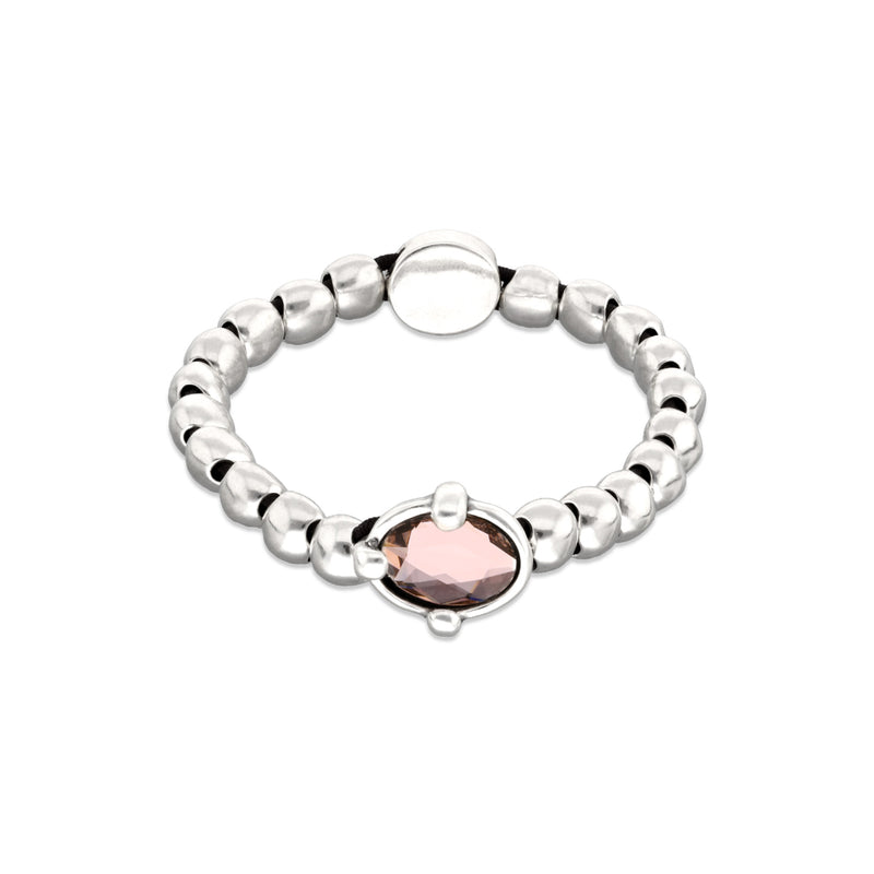 UNOde50 Ser Deslumbrante Oval Pink Crystal Beaded Bracelet - Medium