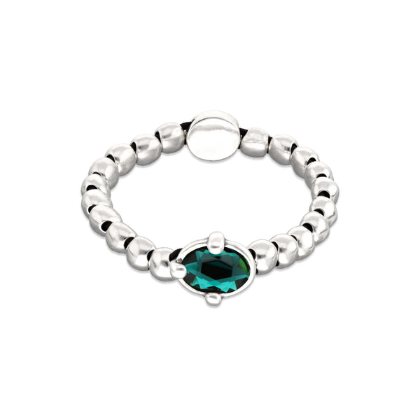 UNOde50 Ser Deslumbrante Oval Green Crystal Beaded Bracelet - Medium