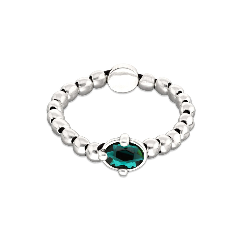 UNOde50 Ser Deslumbrante Oval Green Crystal Beaded Bracelet - Medium
