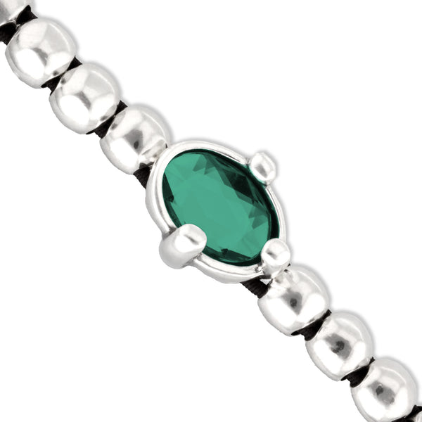 UNOde50 Ser Deslumbrante Oval Green Crystal Beaded Bracelet - Medium