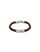 UNOde50 Sterling Silver & Brown Braided Leather Bracelet - Large