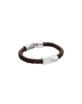 UNOde50 Sterling Silver & Brown Braided Leather Bracelet - Large