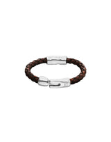 UNOde50 Sterling Silver & Brown Braided Leather Bracelet - Large