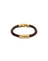 UNOde50 18k Gold & Brown Braided Leather Bracelet - Large
