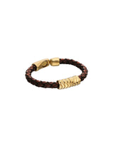 UNOde50 18k Gold & Brown Braided Leather Bracelet - Large