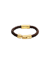 UNOde50 18k Gold & Brown Braided Leather Bracelet - Large