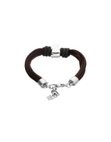 UNOde50 Brown Silk Thread & Leather Heart Bracelet - Medium