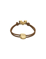 UNOde50 18k Gold Heart Brown Elastic Thread Bracelet - Medium