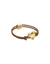 UNOde50 18k Gold Heart Brown Elastic Thread Bracelet - Medium