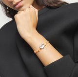 UNOde50 Sterling Silver Heart & Orange Elastic Tread Bracelet - Medium