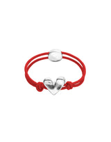 UNOde50 Sterling Silver Heart & Red Elastic Tread Bracelet - Medium