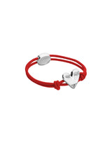 UNOde50 Sterling Silver Heart & Red Elastic Tread Bracelet - Medium