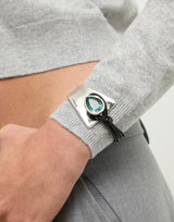 UNOde50 Presagio Green Crystal & Leather Bangle Bracelet - Medium