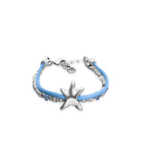 UNOde50 Blue Silk Thread & Metal Starfish Silver-Plated Bracelet - Medium