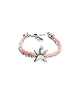UNOde50 Orange Silk Thread & Metal Starfish Silver-Plated Bracelet - Medium