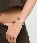 UNOde50 Orange Silk Thread & Metal Starfish Silver-Plated Bracelet - Medium